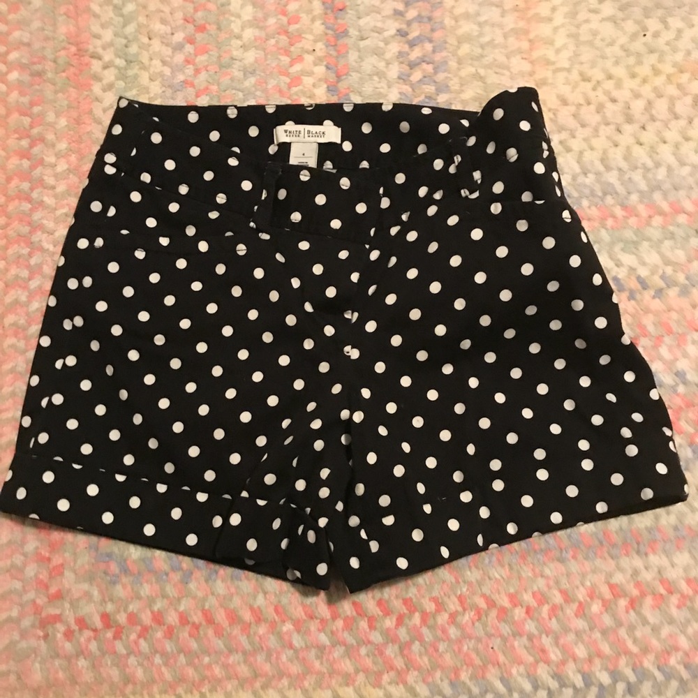 White House Black Market Black Polka Dot Shorts